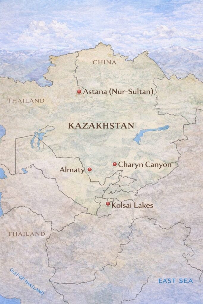 Kazakhstan-highlights-and-landmarks-map